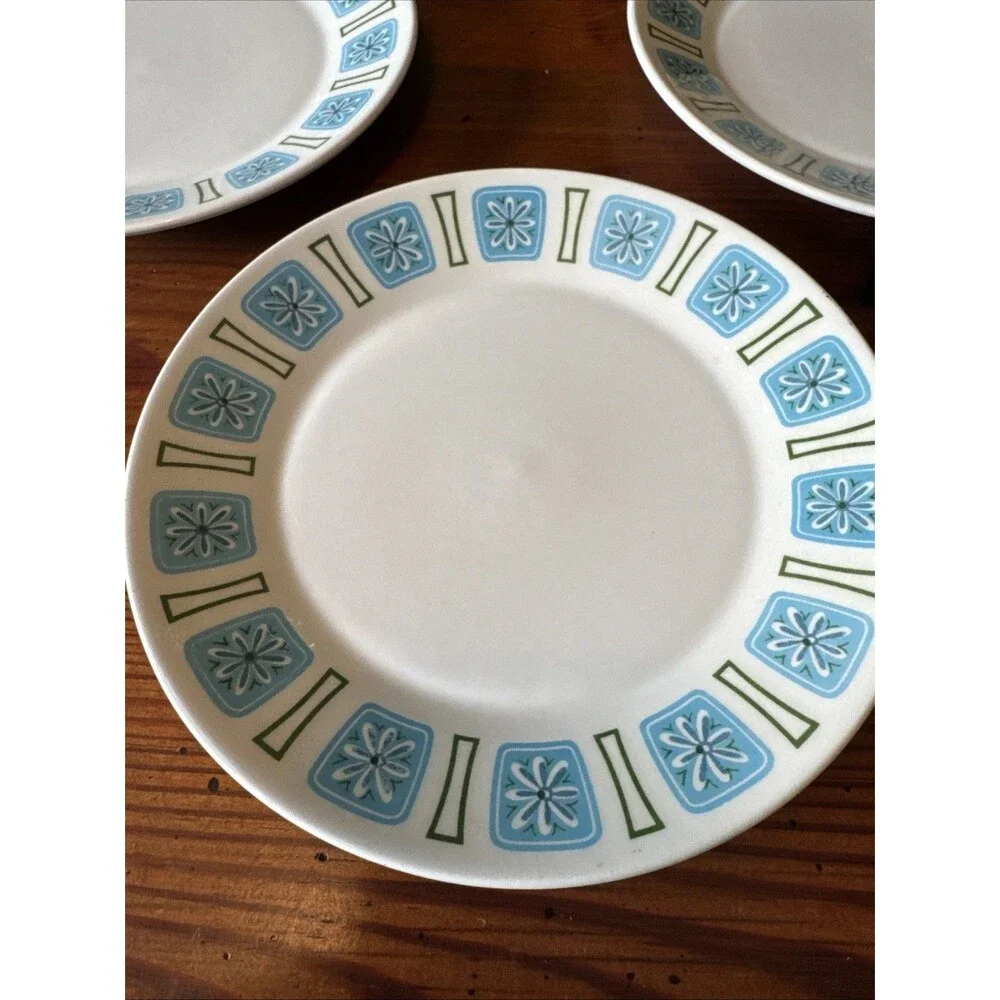3 Vintage MCM Style House Finlandia Ironstone Nordic Bread /Dessert Plates 7.5”
